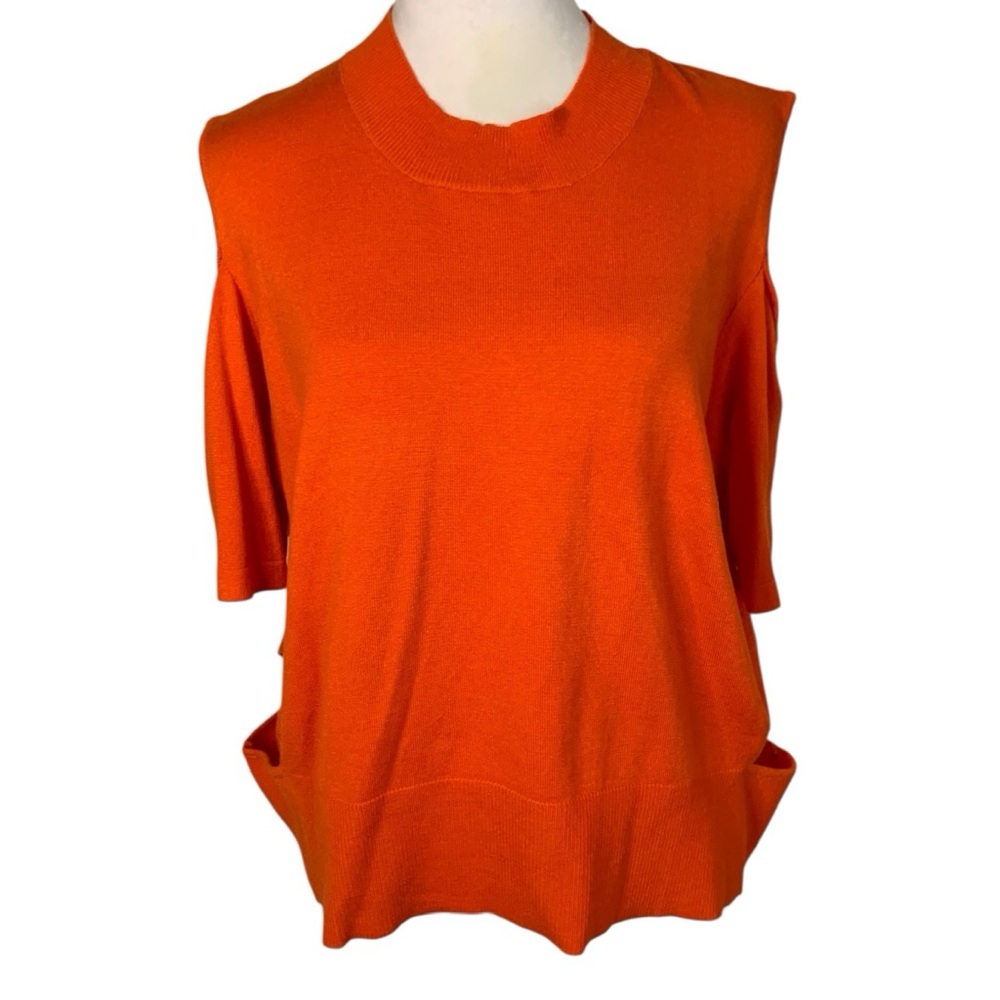 NWT Ashley Stewart Vibrant Orange Cut Out Short Sleeve Sweater Top Size 22/24